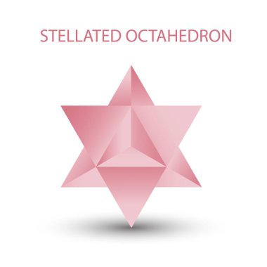 Vector pink Stellated Octahedron, also called Stella octangula, and Polyhedra Hexagon, geometric polyhedral compounds on a white background with a gradient for game, icon, logo, mobile, ui, web
