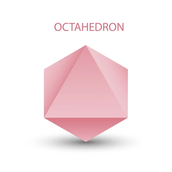 Vektor Illustration Eines Rosa Oktaeders Auf Weißem Hintergrund Mit Einem — Stockvektor