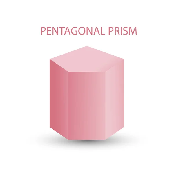 Vektor Rosa Pentagonal Prisma Med Lutningar Och Skugga För Spel — Stock vektor