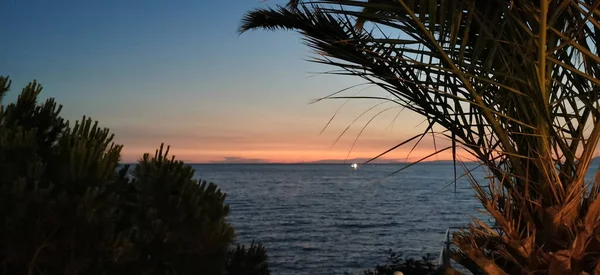 Belo Pôr Sol Sobre Mar Egeu — Fotografia de Stock