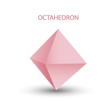 Beyaz arkaplandaki pembe bir sekizyüzlünün vektör çizimi, oyun, simge, logo, mobil, ui, web gradyanı. Platonik katı. Minimalist stil