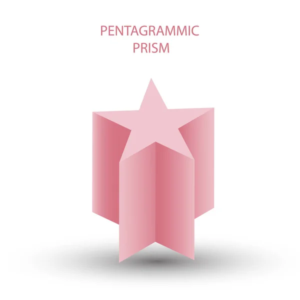 Vector Prisma Pentagrammico Rosa Con Gradientes Sombra Para Juego Icono — Vector de stock