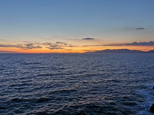 Belo Pôr Sol Sobre Mar Egeu — Fotografia de Stock