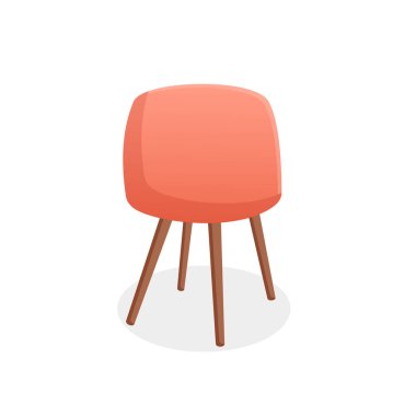 İzole edilmiş beyaz arka planda rahat kırmızı bir koltuk. İç mekan için ev sandalyesinin vektör çizimi. Oturma odası, yatak odası, lobi için modern mobilyalar. Simge, öge
