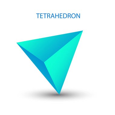 Oyun, simge, paket tasarımı, logo, mobil, ui, web gradyan içeren mavi dörtyüzlü. Beyaz arka planda izole edilmiş bir polihedra. Minimalist tarzda. Platonik katı