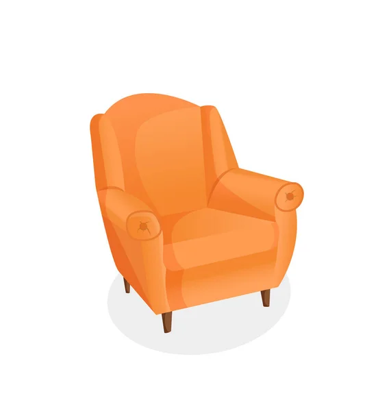 Fauteuil Confortable Orange Sur Fond Blanc Isolé Illustration Vectorielle Une — Image vectorielle