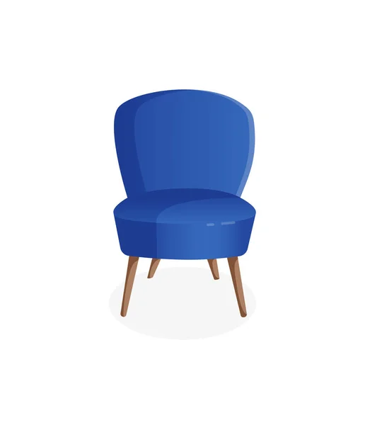 内置式家用椅子的矢量插图 舒适的蓝色扶手椅 独立的白色背景 大堂的现代家具 — 图库矢量图片