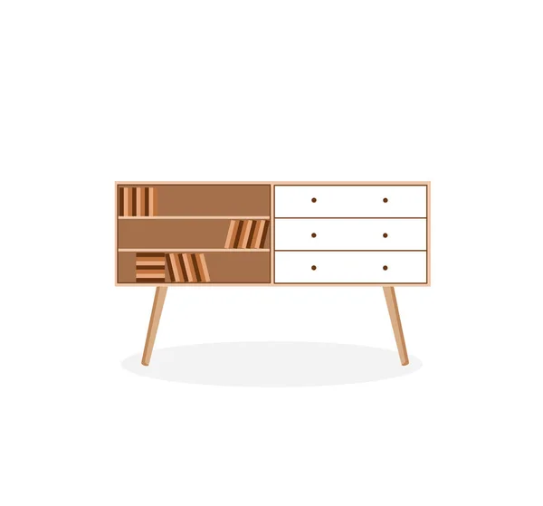 Armoire de bureau avec étagères pour livres. Illustration vectorielle en style dessin animé plat. — Image vectorielle