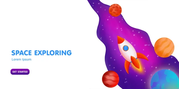Foguete Está Voando Espaço Exploração Espacial Modelo Abstrato Para Banner — Fotografia de Stock