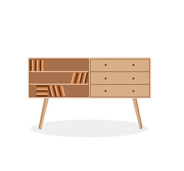 Armoire Bureau Avec Étagères Pour Livres Illustration Vectorielle Style Dessin — Image vectorielle