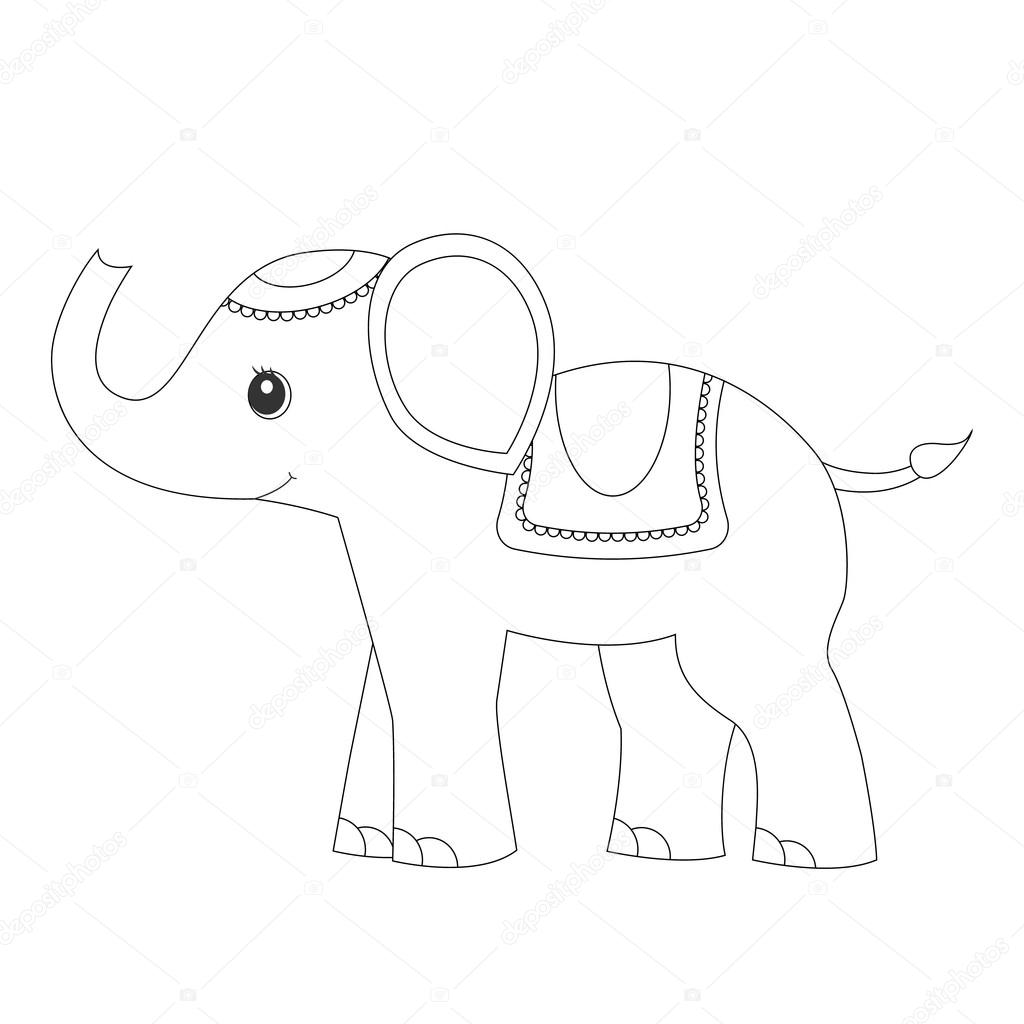 Elephant Coloring Page Coloring Pages For Adults Stock Vector C Romalka 122779268