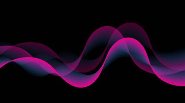 Siyah arkaplanda soyut çizgiler eğrilik şablonu. Renkli dalgalı şekil.