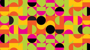 Arkaplanda soyut geometrik renk. Kareler ve daireler şekil tasarımı.