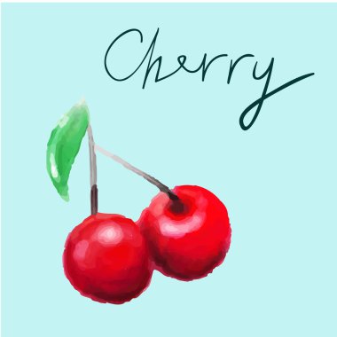 Saydam arka plan üzerine suluboya kiraz