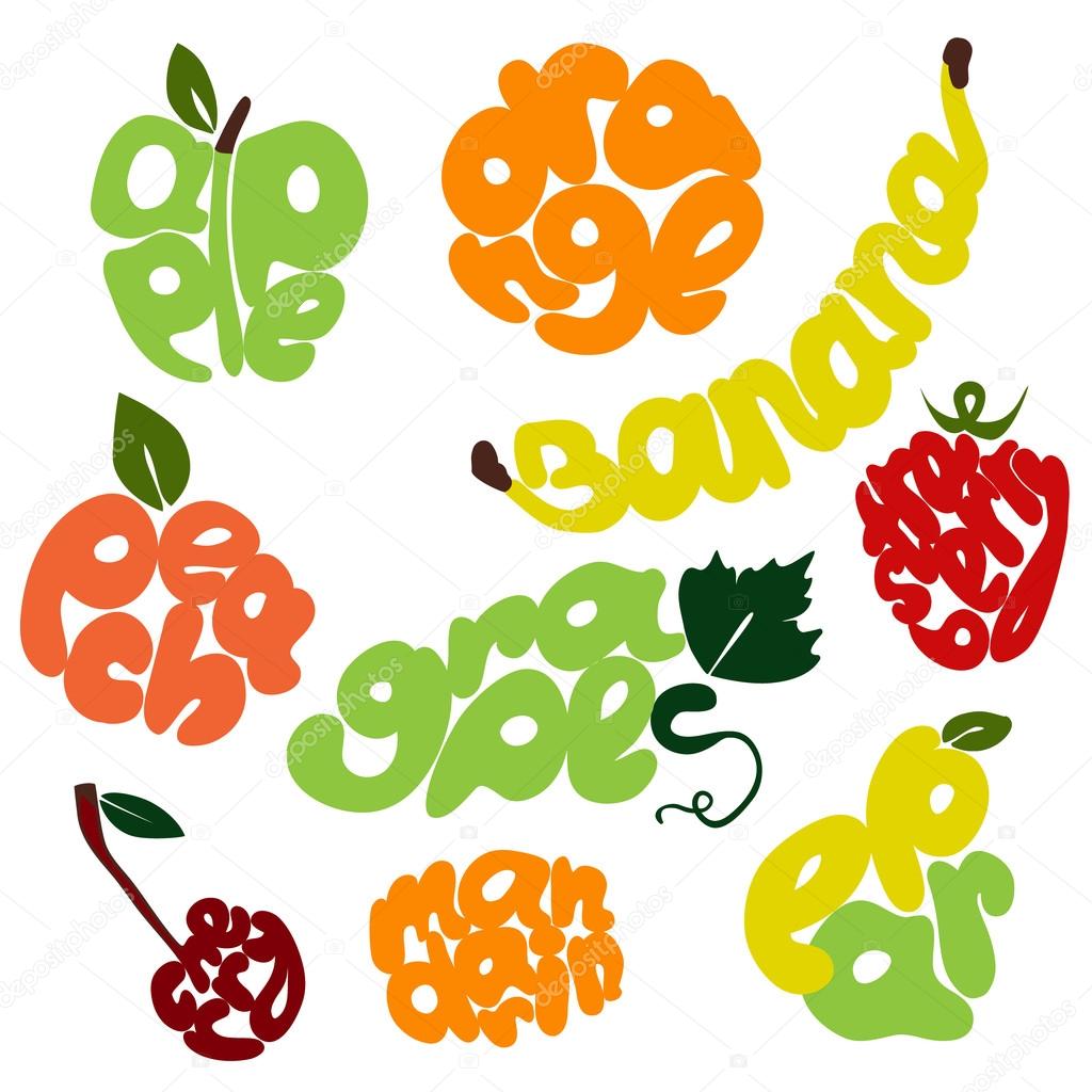 conjunto de Letras de fruta fresca — Archivo Imágenes Vectoriales
