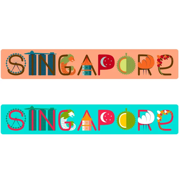 Titre Singapour avec illustration — Image vectorielle