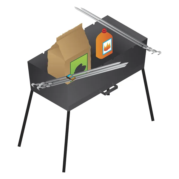 Vektör mangal, sıvı ateş ve kömür