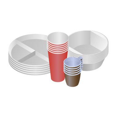 Plastic dishes and plates clipart