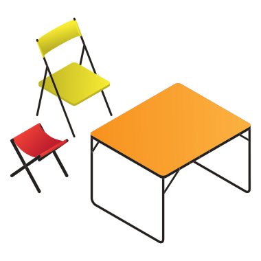Plastic table and chair clipart