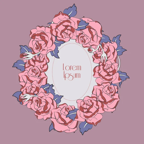 Tema de la tarjeta de boda rosas — Vector de stock