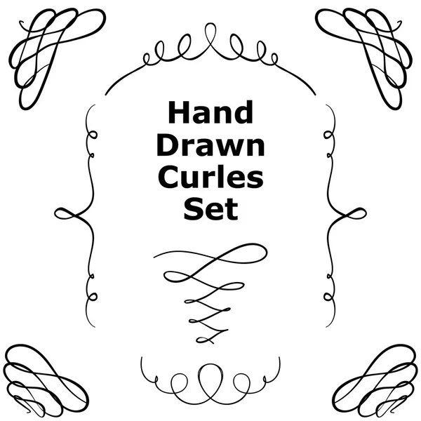 Hand dras curles set — Stock vektor