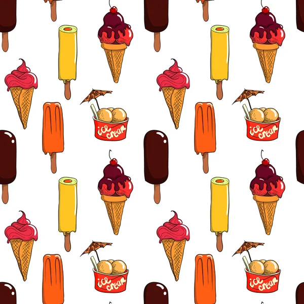 Ice cream seamless vector pattern — Stock Vector