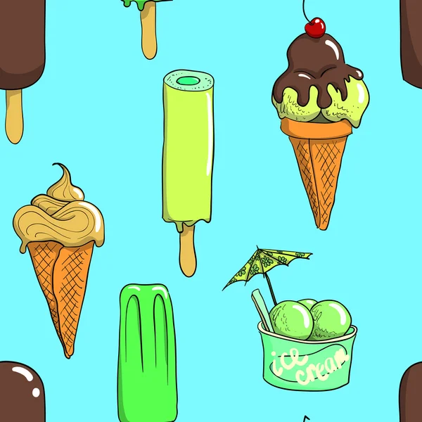 Ice cream seamless vector pattern — Stock Vector