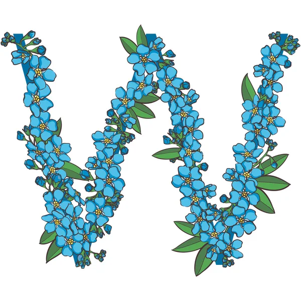 Forget me not vector alphabet — Stock Vector