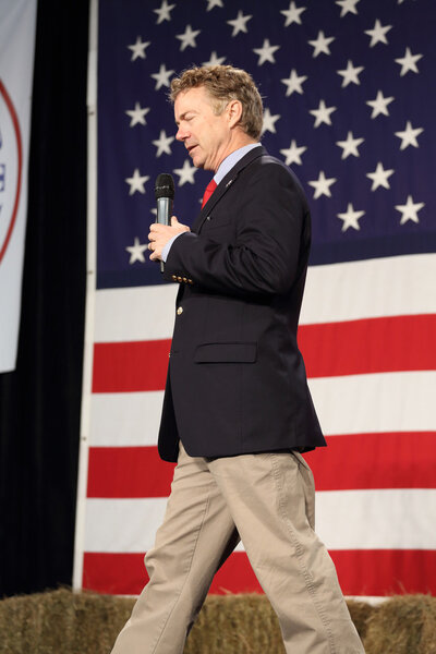 Rand Paul speaks at a political rally in Des Moines, Iowa, on October 31, 2015