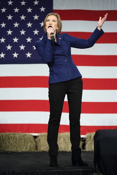 Carly Fiorina berbicara di sebuah reli Republik pada tanggal 31 Oktober 2015, di Des Moines, Iowa — Stok Foto