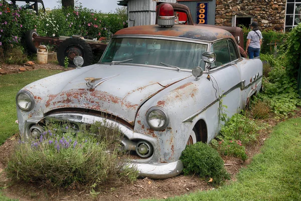 Classic Car Show Restored Sinclair Station Old Route Ash Grove — Stock Photo, Image