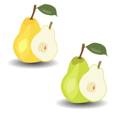 Sarı ve yeşil armut - vektör çizim