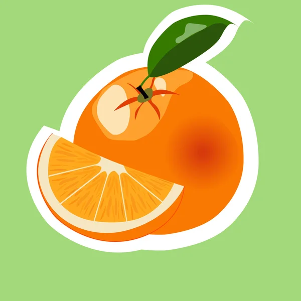 緑の背景にオレンジ色の果物 — ストックベクタ