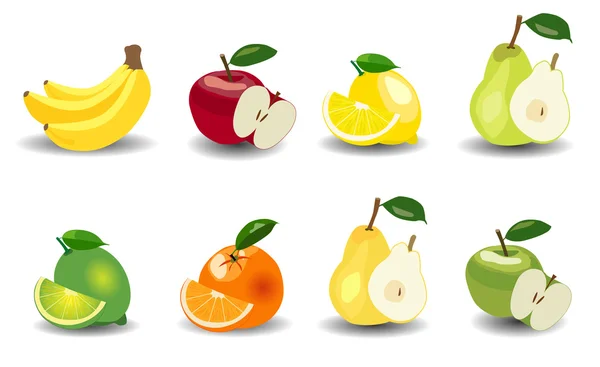 Ayarlayın. Elma, muz, armut, portakal, limon ve limes
