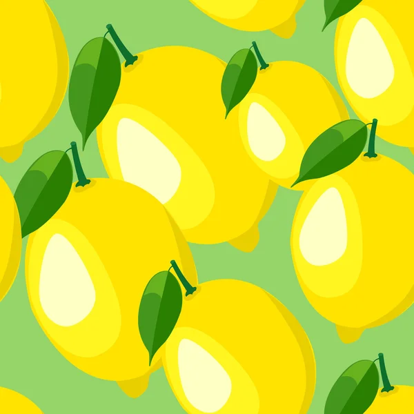 Desen yaprakları ve limon ile. — Stok Vektör