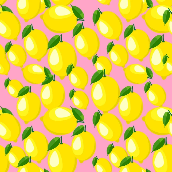 Patrón con limón y hojas . — Vector de stock