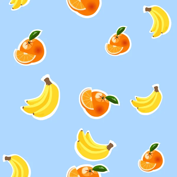 バナナ、オレンジ、レモンと背景 — ストックベクタ