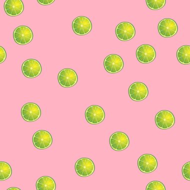 Kireç dilimleri pembe üzerinde aynı Angles vektör Illustration. Desen.