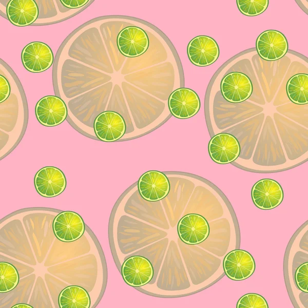 Limon dilimleri pembe bir arka plan üzerinde aynı boyutlarda vektör Illustration. Desen.