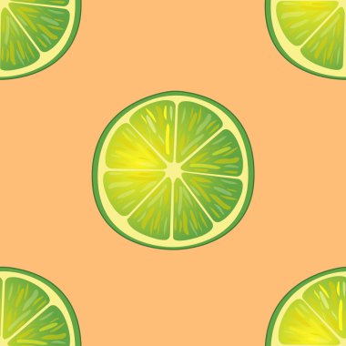 Büyük kireç dilim portakal aynı Angles vektör Illustration. Desen.