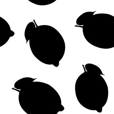 Desen beyaz arka planda siyah limon silueti