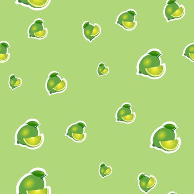 Desen. küçük kireç ve yaprakları farklı boyutlarda kireç arka plan üzerinde.