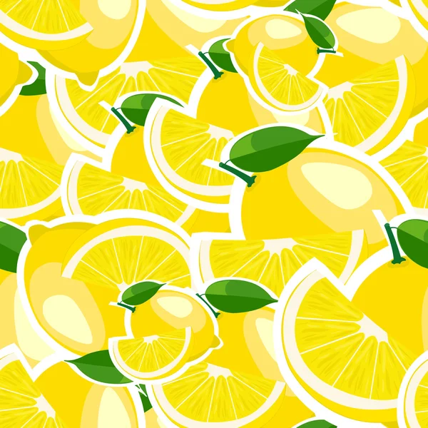 Patrón con grandes limones y hojas . — Vector de stock