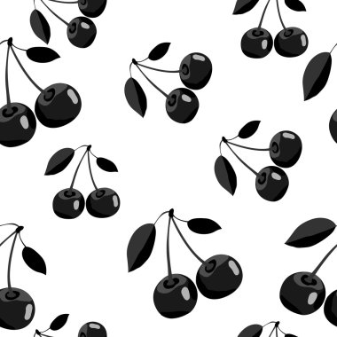 Beyaz arka plan üzerinde siyah kiraz stil silueti ile desen bırakır