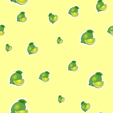 Desen. küçük kireç ve sarı arka plan üzerinde farklı boyutlarda bırakır.