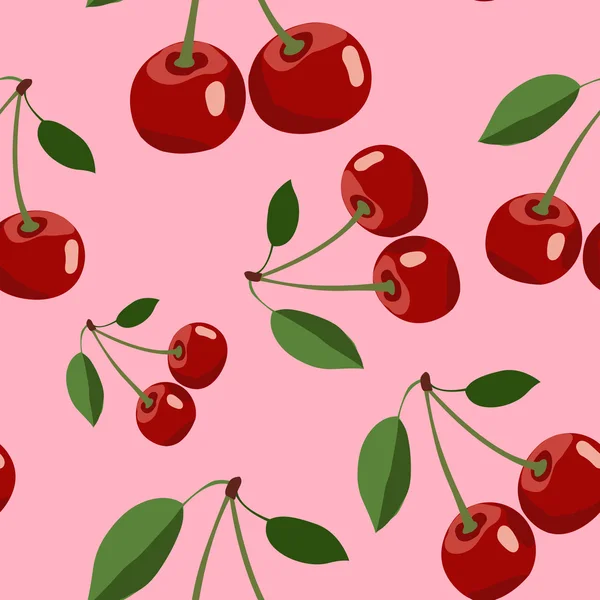 Pembe arka plan deseni ile kırmızı kiraz yaprakları