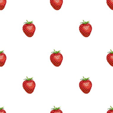 Lezzetli olgun çilek aynı boyutlarda gerçekçi görüntü Desen. Beyaz arka plan