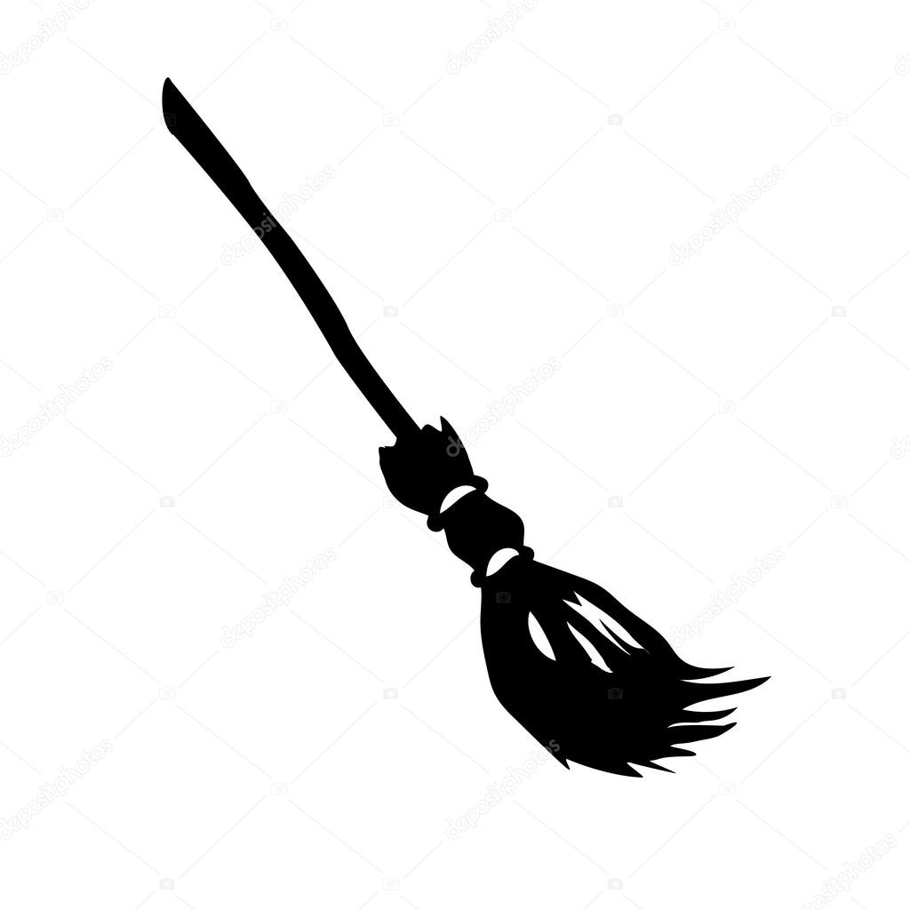 Download Illustration of isolated silhouette witch broom on white ...