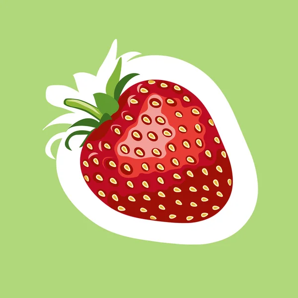 Stickers fraise. Illustration vectorielle. Fond de chaux — Image vectorielle