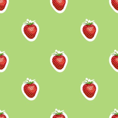 Desen lezzetli olgun çilek gerçekçi görüntü aynı boyutta. Kireç arka plan